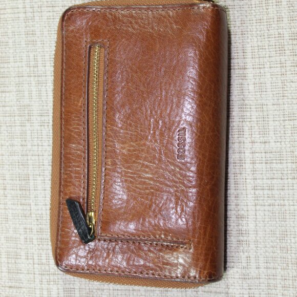 Fossil Leather Brown and Black Wallet - Picture 2 of 7